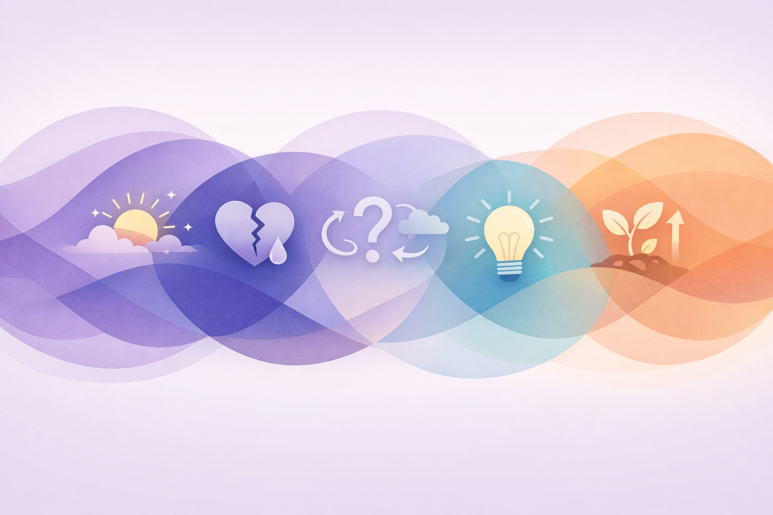 Landscape format (1536x1024) conceptual illustration showing multiple overlapping circles or waves in soft, flowing colors representing diff